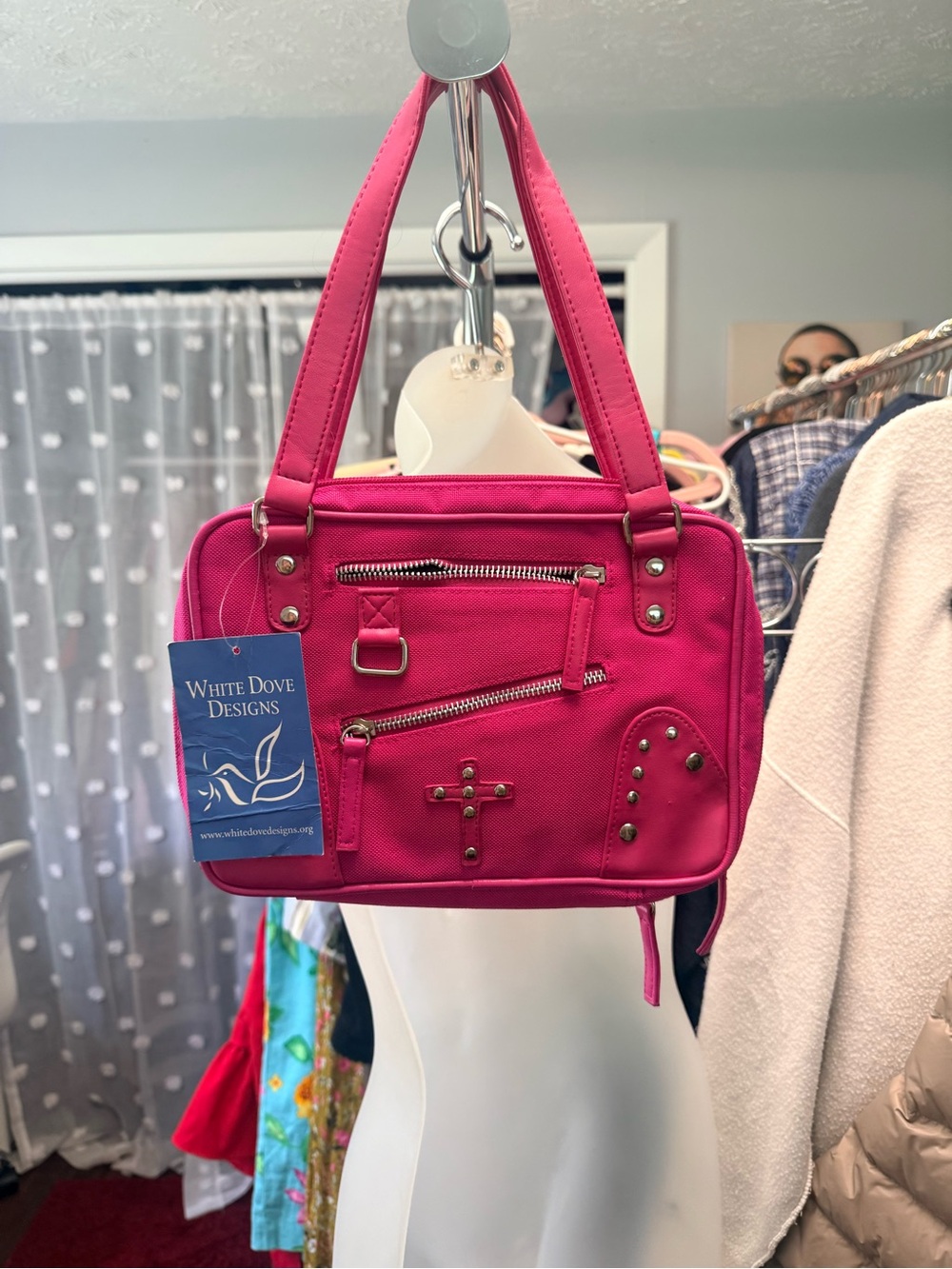 Hot Pink Studded Tote Bag